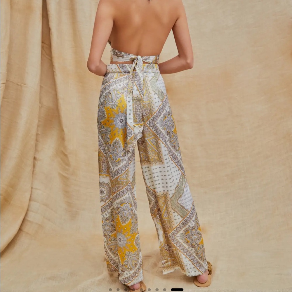 Cider Boho Paisley Print Wide Leg Silk Trousers Women’s M